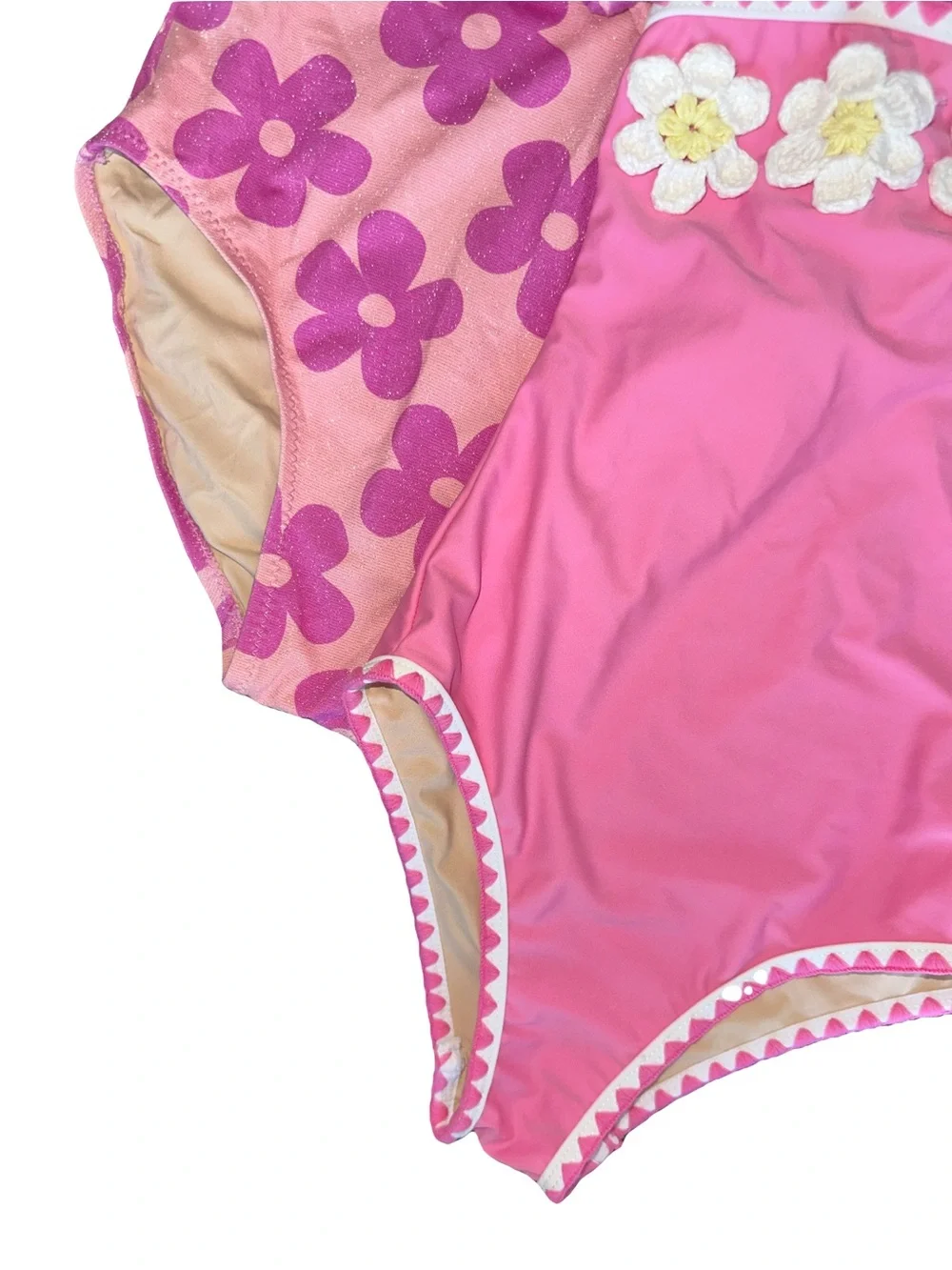 *SET OF 2* Shade Critters Girls Flower Crochet Pink One Piece Bathing Suits Sz 6